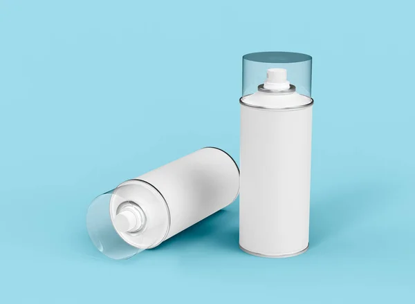 Två Hårspray Blå Bakgrund Isolerad Produkt Rendering — Stockfoto