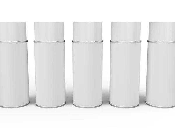 Spray Cans Mockup Bottiglie Lacca Sfondo Bianco Prodotti Isolati Rendering — Foto Stock