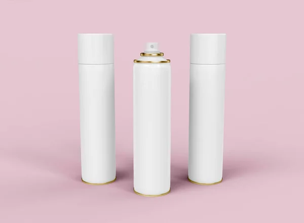 에어로 Spray Cans Pink Background 렌더링 — 스톡 사진
