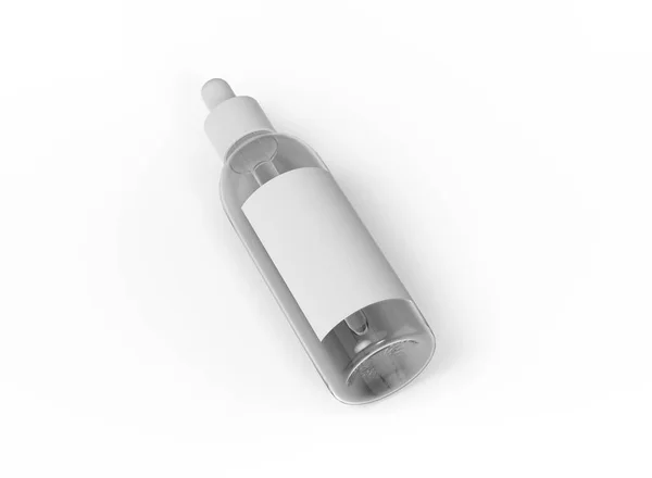 Top View Glass Dropper Bottle White Background Isolated Product Rendering — Stock Photo, Image