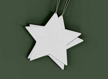 Yeşil Arkaplanda Yıldız Hediyesi Etiketleri. Ayrı nesneler. 3d Hazırlama 