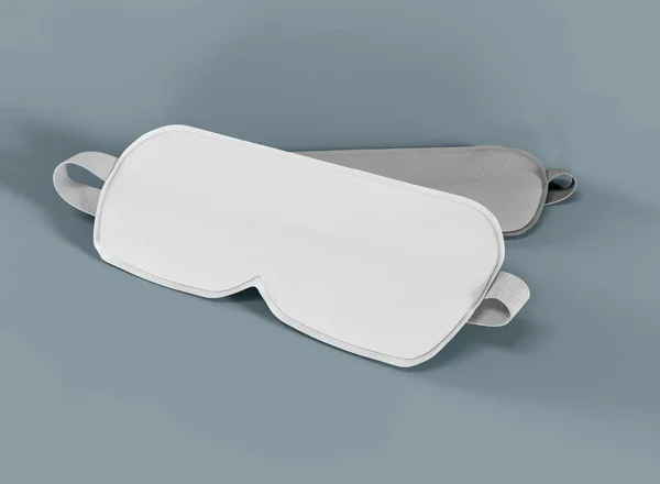 灰色和白色的蓝色背景睡眠面具 分离的产品 3D渲染 — 图库照片