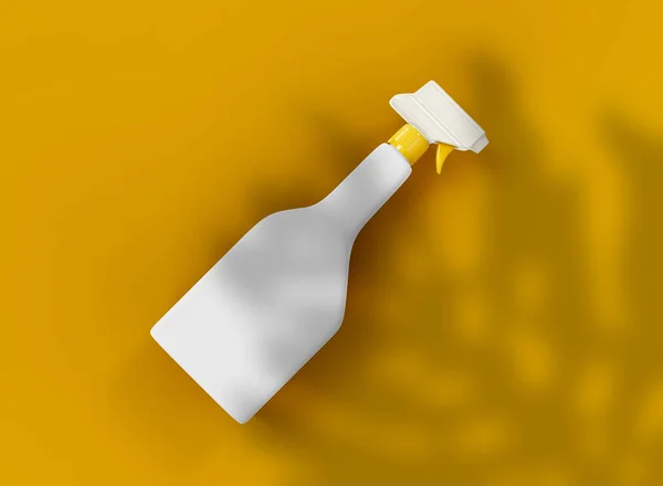 Spray Bottle Vegetal Shadow Yellow Background Rendering — Stock Photo, Image