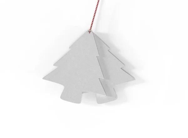 Twee Kerstboom Gift Tags Witte Achtergrond Isoleer Objecten Destructie — Stockfoto