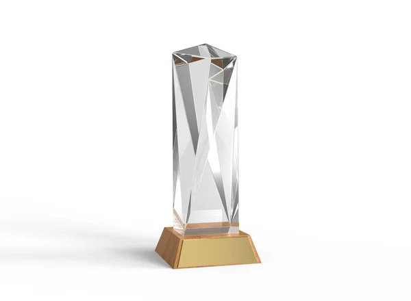 Crystal Trophy Mockup Isolated Crystal Trophy Rendering — Stock Photo, Image