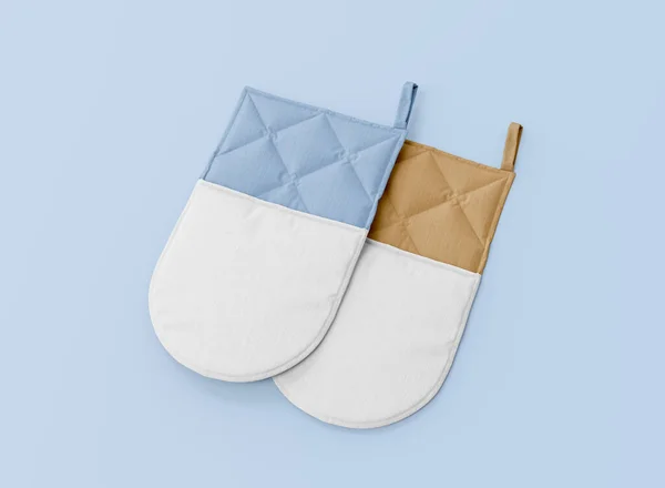 Blue Orange Oven Mitts Mockup Isolated Oven Mitts Rendering —  Fotos de Stock