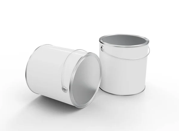 Twee Paint Bucket Mockup Verfemmer Geïsoleerd Rendering — Stockfoto