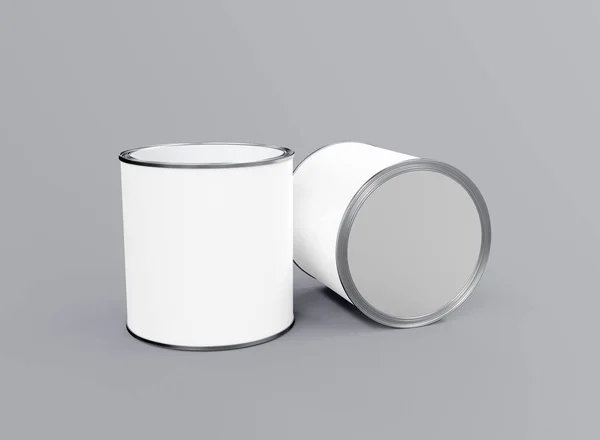 Paint Cans Mockup Grey Background Paint Buckets Isolated Rendering — 스톡 사진