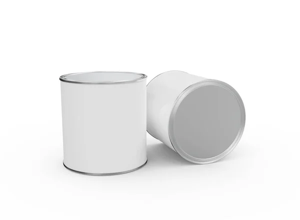 Paint Cans Mockup Grijze Achtergrond Verfemmers Geïsoleerd Rendering — Stockfoto