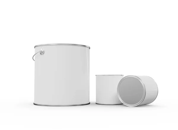 Paint Cans Mockup Paint Buckets Isolated Different Size Rendering — 스톡 사진