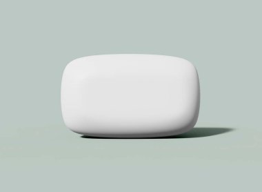Yeşil Arkaplan Mockup 'taki sabun barı. İzole edilmiş dikdörtgen sabun. 3d oluşturma
