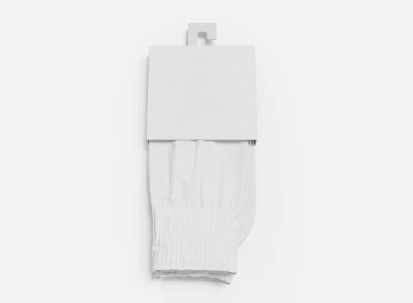 Bílý Nový Ponožka Nálepkou Mockup Izolovaný Balíček Prázdných Ponožek Vykreslování — Stock fotografie