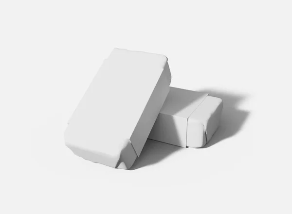 White Soap Bars Package Mockup Izolované Balení Vykreslování — Stock fotografie