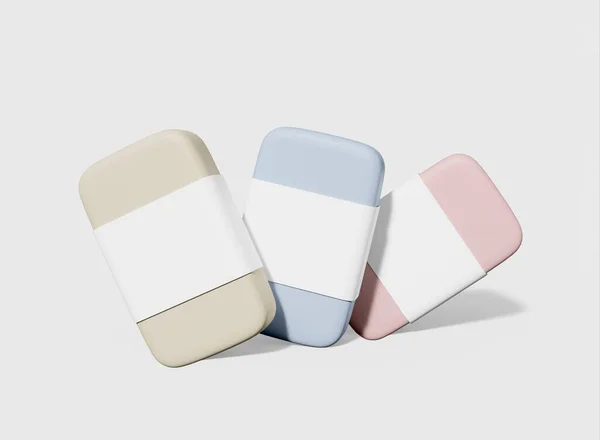 Pastellfärgad Tvål Med Vit Etikett Mockup Isolerad Kosmetisk Produkt Konvertering — Stockfoto