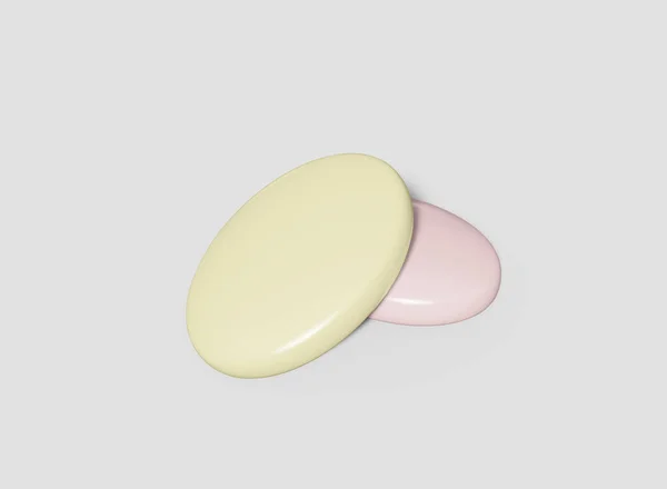 Pastel Coloured Oval Soap Bar Mockup Izolovaný Kosmetický Přípravek Vykreslování — Stock fotografie