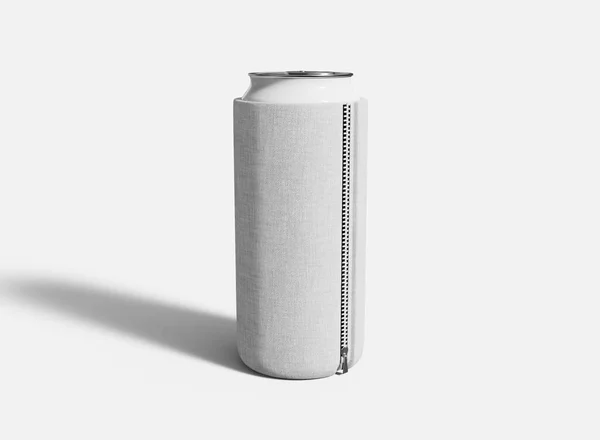 Can Cooler Zipper Mockup Isolated Cooling Sleeve Can Rendering — 스톡 사진