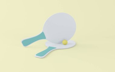 Plaj topları sarı arka planda izole edildi. 3d oluşturma