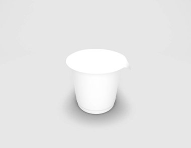 Beyaz Boş Paketleme Konteynırı Yoğurt Modeli. İzole edilmiş plastik konteyner kupası. 3d oluşturma