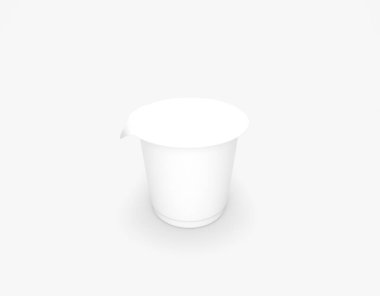 Beyaz Boş Paketleme Konteynırı Tatlı Model. İzole Gıda Plastik Konteynır Bardakları. 3d oluşturma