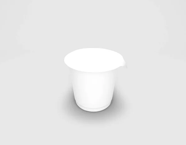 White Blank Packaging Container Jogurt Mockup Izolovaný Kelímek Dezert Vykreslování — Stock fotografie