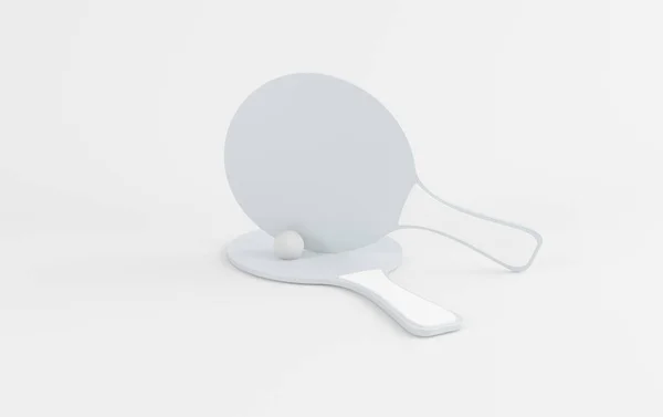 Beach Rackets Rubber Ball Mockup White 고립된 렌더링 — 스톡 사진