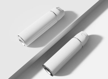 Double Height Mockup 'ta Aerosol Şişe. İzole Ürün. 3d oluşturma