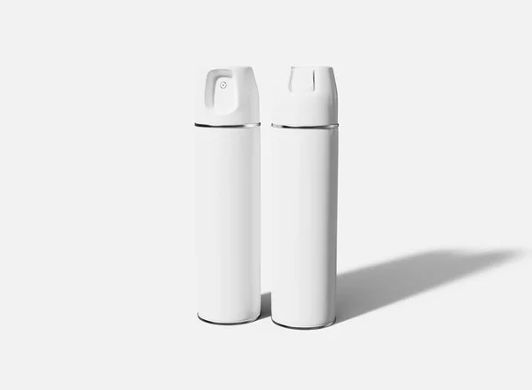 앞머리와 뒷모습 Aerosol Metallic Bottle Mockup 렌더링 — 스톡 사진