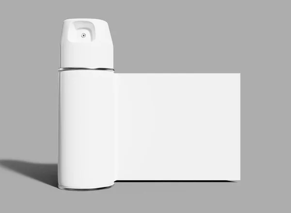 Garrafa Aerossol Com Rótulo Expandido Mockup Produto Isolado Showcase Packaging — Fotografia de Stock