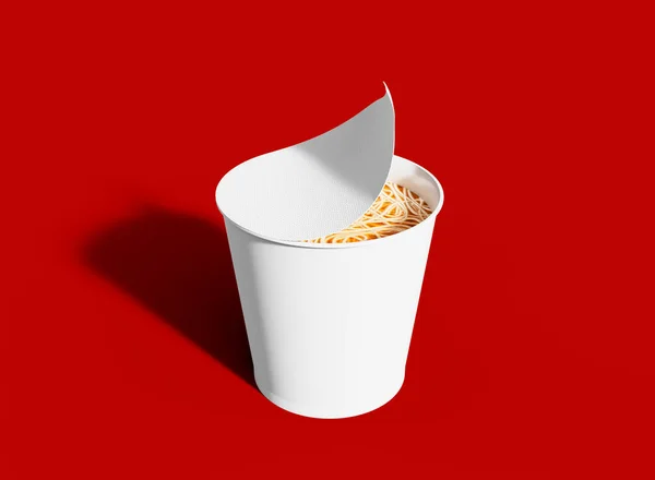 Abra Instant Noodles Cup Red Background Mockup Produto Isolado Renderização — Fotografia de Stock
