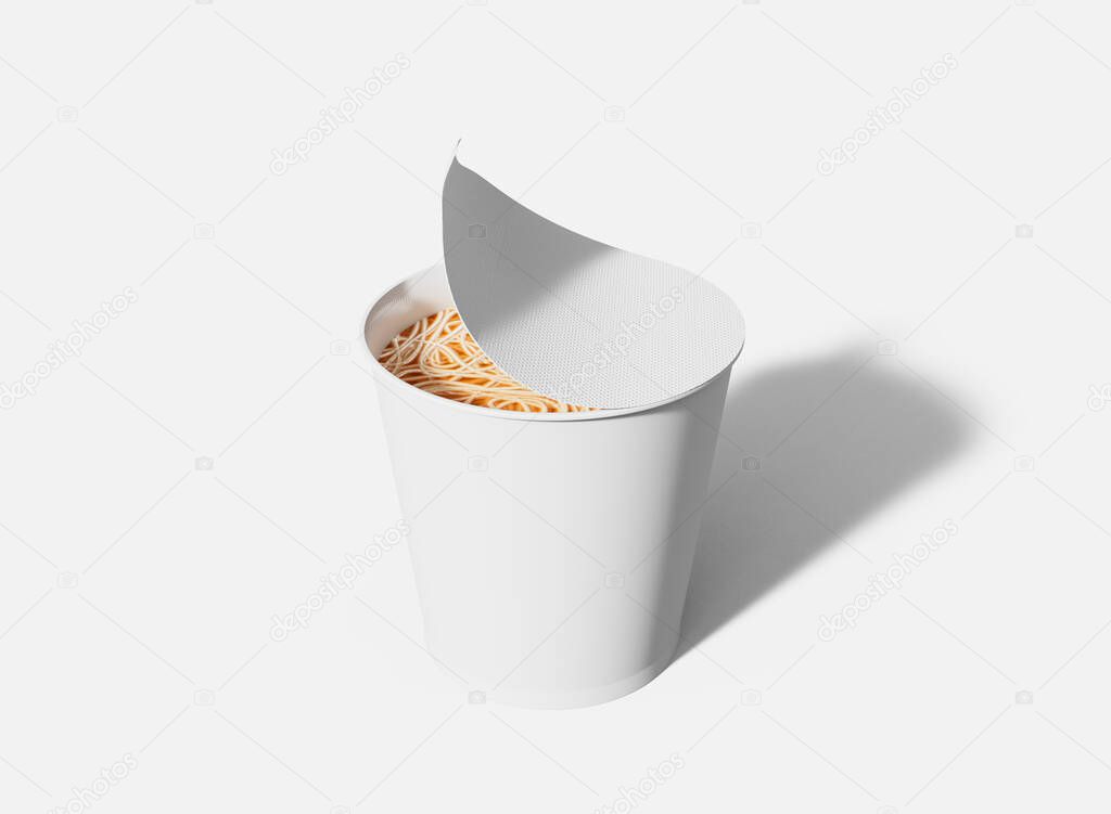Open Instant Food Cup Mockup. Isolated Product. 3d rendering
