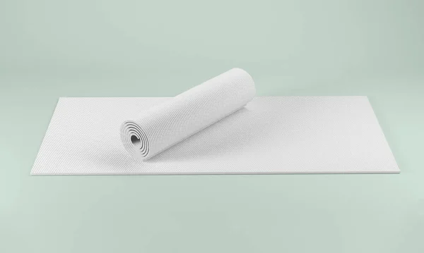 Yoga Mat Groene Achtergrond Mockup Geïsoleerd Product Rendering — Stockfoto