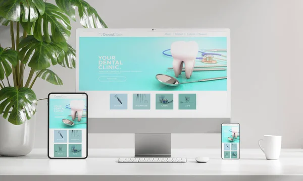 Пристрої Екранами Стоматологічної Клініки Рендерингу — стокове фото