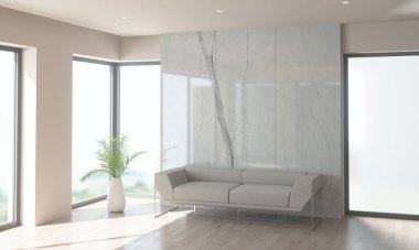 Şirket resepsiyonunun 3B görüntülemesi