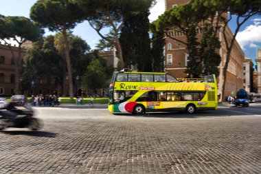 Tourists bus in Rome Italy clipart