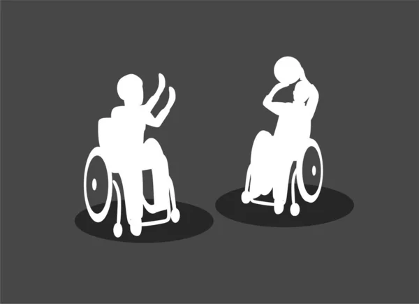 휠체어를 소년들 농구를 있습니다 다양성의 — 스톡 벡터