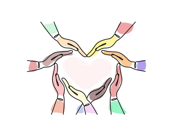 Інклюзія Концепція Різноманітності Багаторасові Руки Утворюють Серце Інклюзивна Ілюстрація Інтернету — стоковий вектор