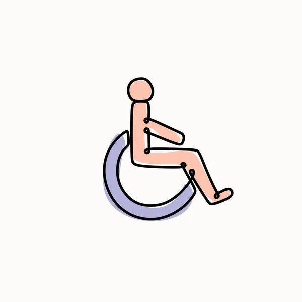 Icône Personne Fauteuil Roulant Illustration Vectorielle Une Ligne — Image vectorielle