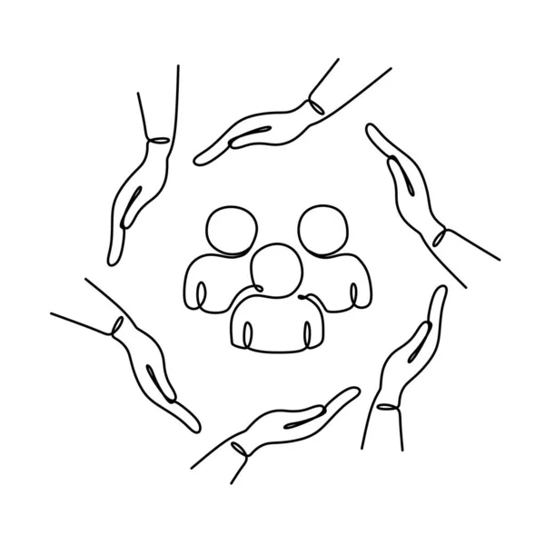 Inkludering Och Mångfald Linje Vektor Ikoner Händerna Bildar Cirkel Runt Vektorgrafik