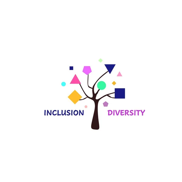 Concepto Inclusión Diversidad Todas Las Personas Son Iguales Árbol Con — Vector de stock