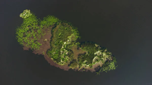 Aerial View of Place for hunting and fishing on the river. Dnipro river.