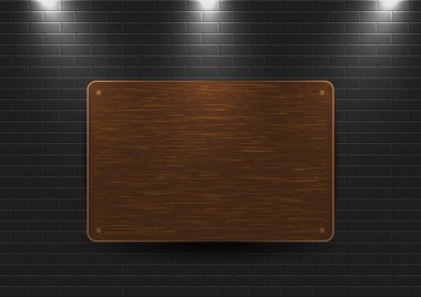 Wooden sign on the wall clipart