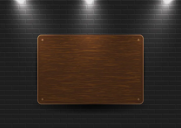 Cartel de madera en la pared — Archivo Imágenes Vectoriales