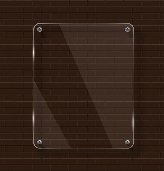 Placa de vidrio marrón en la pared — Vector de stock