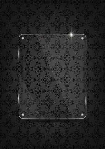Black ornate wall glass plate — Stock Vector