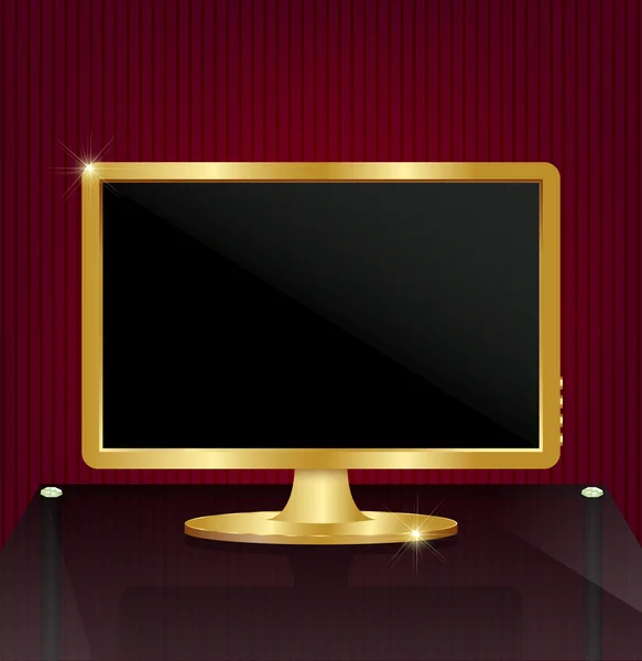 Goldener LCD-Monitor — Stockvektor