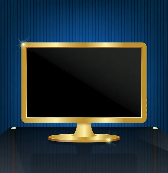 Goldener LCD-Monitor — Stockvektor