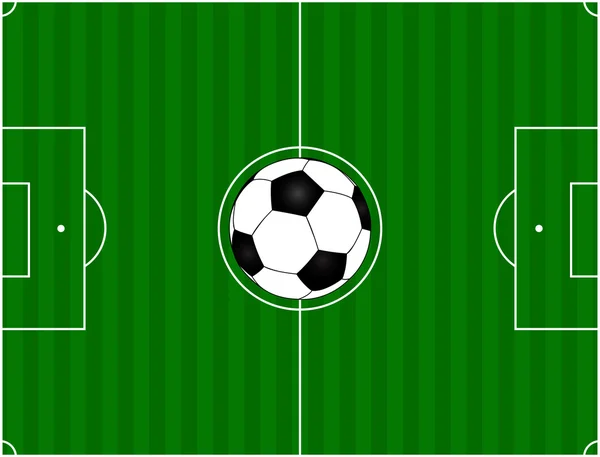 Campo de fútbol y pelota — Vector de stock