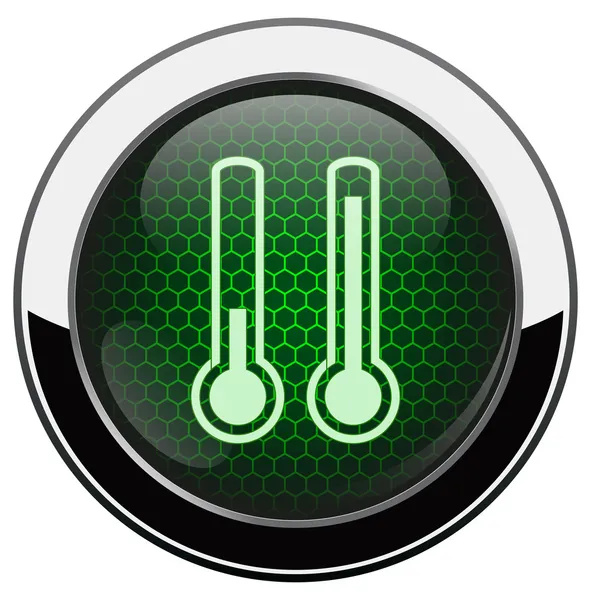 Metalik yeşil petek termometre simgesi — Stok Vektör