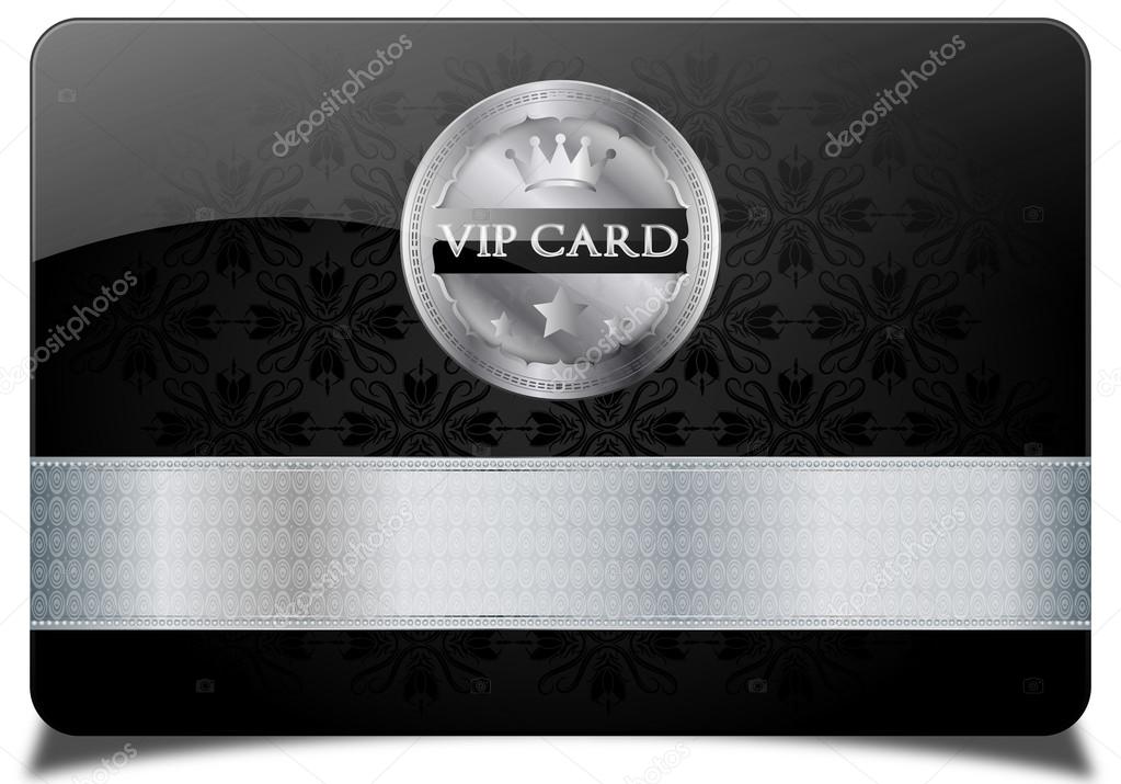 Black vip card and metallic label