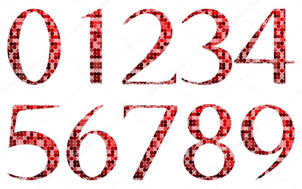 Abstract red numbers